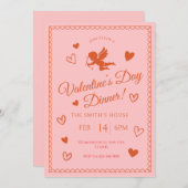 Pink Valentijnsdag Dinner Invitation Kaart (Voorkant / Achterkant)