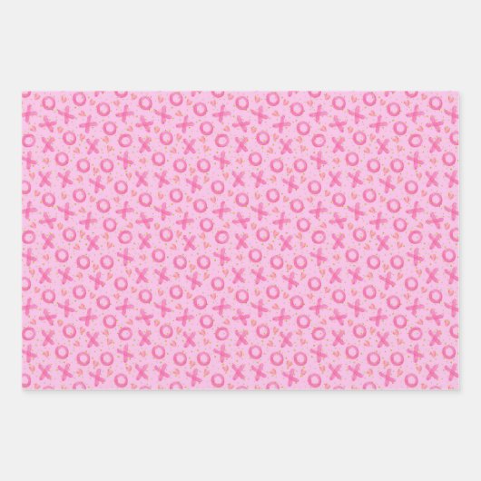 Pink Valentijnsdag Script Hearts Inpakpapier Vel (Voorkant 2)