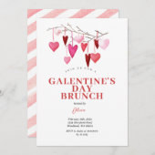 Pink Valentijns's Brunch Day Vriendschap Uitnodige Kaart (Voorkant / Achterkant)