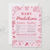 Pink Valentine Baby Predictions Baby Shower Game Kaart (Voorkant)