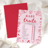 Pink Valentine Baby Traits Baby Shower Game Kaart