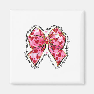 Pink Valentine Coquette Bow Heart You Are Loved  Magneet