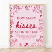 Pink Valentine Guess How Many Kisses Baby Shower  Poster