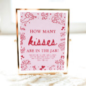 Pink Valentine Guess How Many Kisses Baby Shower  Poster