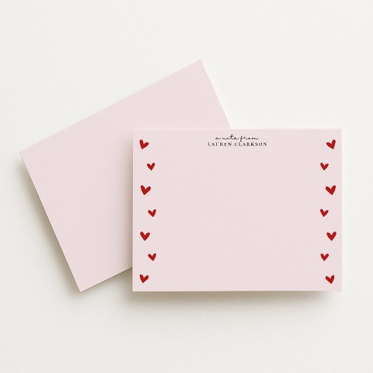 Pink Valentine Heart Border Note Card Kaart