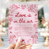 Pink Valentine Love is in the Air Bridal Shower Kaart