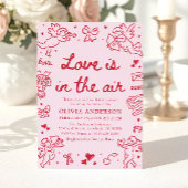Pink Valentine Love is in the Air Bridal Shower Kaart