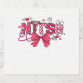Pink Valentine Nurse, Valentine Coquette Bow Overs Sparkling Wijnetiket (Enkel label)