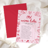 Pink Valentine Old Wives Tales Baby Shower Game Kaart