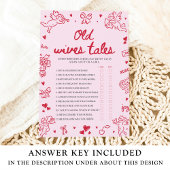 Pink Valentine Old Wives Tales Baby Shower Game Kaart