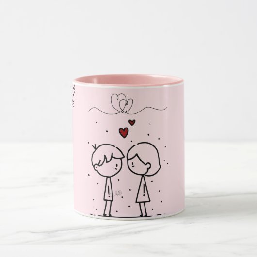 Pink Valentine’s Day Monogram Coffee Mug Mok (Midden)