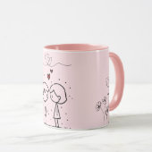 Pink Valentine’s Day Monogram Coffee Mug Mok (Voorkant rechts)