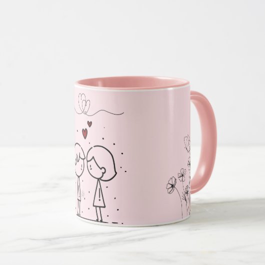 Pink Valentine’s Day Monogram Coffee Mug Mok (Voorkant rechts)