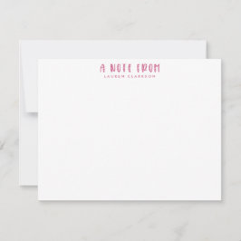 Pink  Valentine’s Day Note Card Kaart