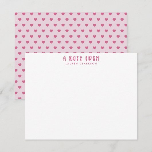 Pink  Valentine’s Day Note Card Kaart (Voorkant / Achterkant)