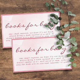 Pink Valentine Teddy Bear Books for Baby Shower Informatiekaartje