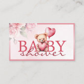 Pink Valentine Teddy Bear Registry Baby Shower Informatiekaartje (Achterkant)