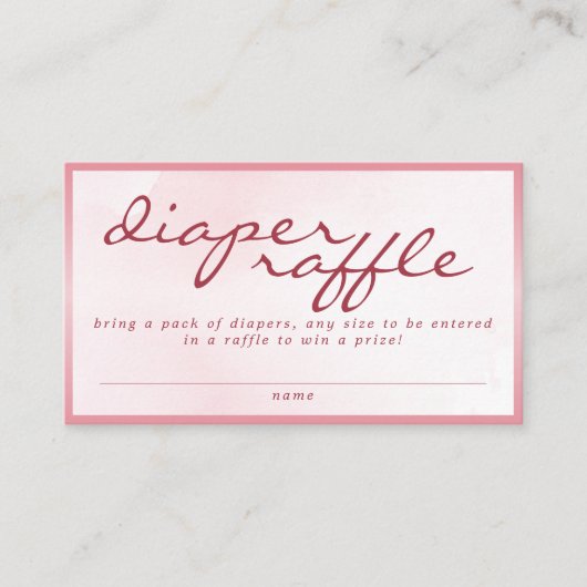 Pink Valentine TeddyBear Baby Shower Diaper Raffle Informatiekaartje (Voorkant)