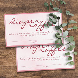 Pink Valentine TeddyBear Baby Shower Diaper Raffle Informatiekaartje