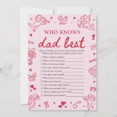 Pink Valentine Who Knows Dad Best Baby Shower Game Kaart (Voorkant)