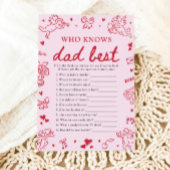 Pink Valentine Who Knows Dad Best Baby Shower Game Kaart
