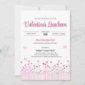 Pink Valentine's Church Luncheon Heart Flowers Kaart (Voorkant)