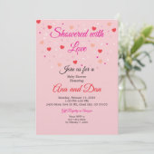 Pink Valentines Day Baby Shower Invitations Kaart (Staand voorkant)