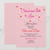 Pink Valentines Day Baby Shower Invitations Kaart (Voorkant / Achterkant)