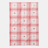 Pink Valentine's Day Romantic Plaid Heart Pattern Theedoek (Verticaal)