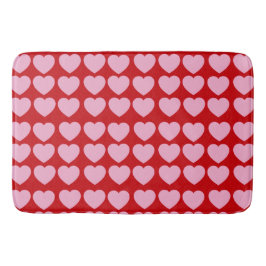 Pink Valentines Hearts on Red Badmat
