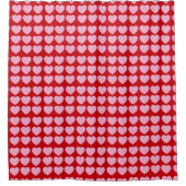 Pink Valentines Hearts on Red Douchegordijn (Voorkant)