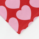 Pink Valentines Hearts on Red Fleece Deken (Hoek)