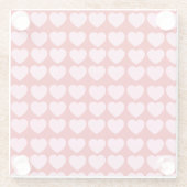 Pink Valentines Hearts on Red Glazen Onderzetter (Achterkant)