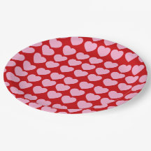 Pink Valentines Hearts on Red