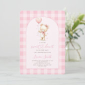 Pink Valentines Teddy Bear Baby Shower Girl Kaart (Staand voorkant)