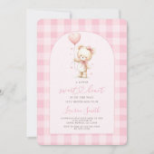 Pink Valentines Teddy Bear Baby Shower Girl Kaart (Voorkant)