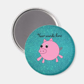 Pink vals turquoise glitter magneet (Voorkant / Achterkant)