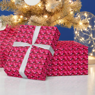 Pink Variegated Poinsettia Pattern Holiday Cadeaupapier