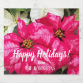 Pink Variegated Poinsettias Personalized Holiday Sparkling Wijnetiket (Enkel label)