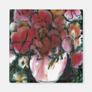 "Pink Vase" Floral Magnet