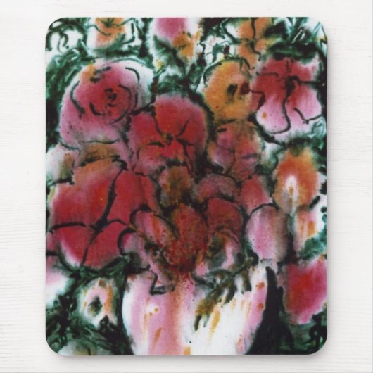 "Pink Vase" Floral Mousepad Muismat (Voorkant)