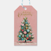 Pink Velvet Christmas Tree Holiday  Cadeaulabel (Voorkant)