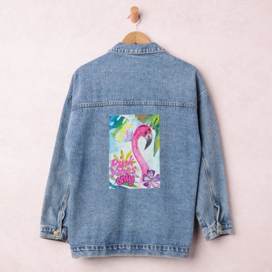 Pink Vibes Only – Pink Flamingo Denim Jacket (Hangar)