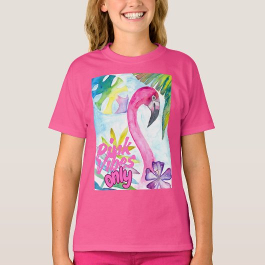 Pink Vibes Only – Pink Flamingo T-shirt (Voorkant)