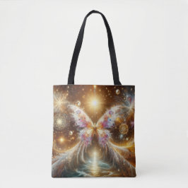 Pink Vibrant Celestial Butterfly Tote Bag