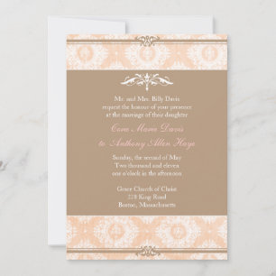 Pink Victoria Damask Wedding Uitnodiging