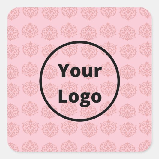 Pink Victorian damask pattern Vierkante Sticker (Voorkant)