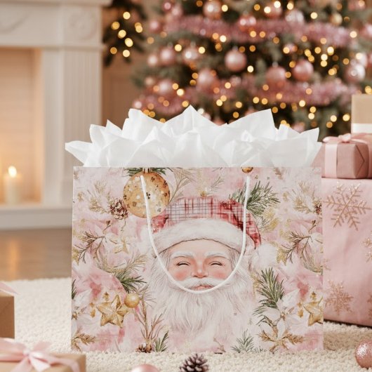 Pink Victorian Santa Claus Christmas Holiday Groot Cadeauzakje
