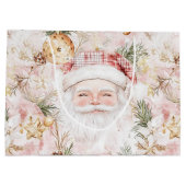 Pink Victorian Santa Claus Christmas Holiday Groot Cadeauzakje (Achterkant)