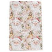 Pink Victorian Santa Claus Christmas Holiday Medium Cadeauzakje (Voorkant)